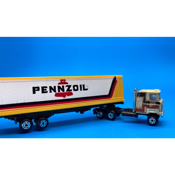 Vintage PENNZOIL MACk Semi-Truck Tractor & Trailer HO Scale Cabover yellow - Picture 12 of 16